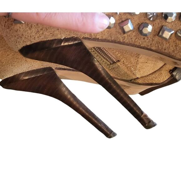 Jeffrey Campbell Ibiza Last Booties Women's 6.5 Tan Carnegie Studded Stilleto - Picture 3 of 6